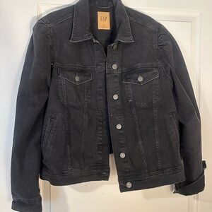 GAP Black Puff Sleeve Deni Jacket